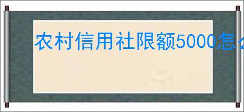 农村信用社限额5000怎么调整
