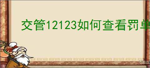 交管12123如何查看罚单编号