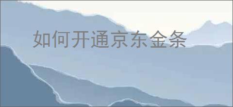 如何开通京东金条