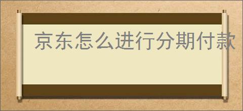 京东怎么进行分期付款