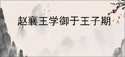 赵襄王学御于王子期