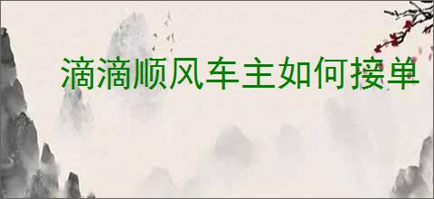 滴滴顺风车主如何接单