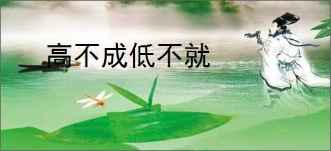 高不成低不就