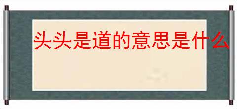 头头是道的意思是什么