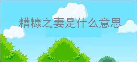 糟糠之妻是什么意思