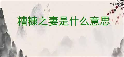 糟糠之妻是什么意思