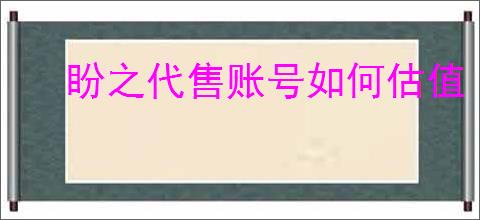 盼之代售账号如何估值