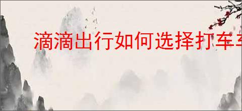 滴滴出行如何选择打车车型