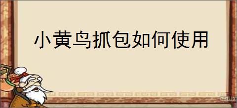 小黄鸟抓包如何使用