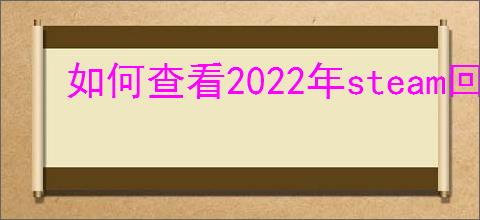 如何查看2022年steam回顾