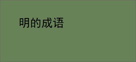 明的成语