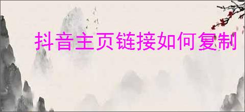 抖音主页链接如何复制