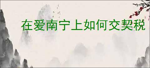 在爱南宁上如何交契税