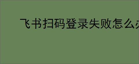 飞书扫码登录失败怎么办