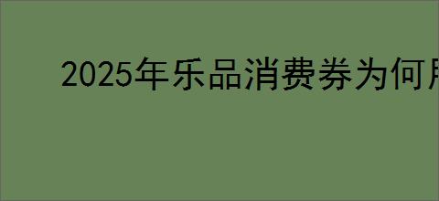 2025年乐品消费券为何用不了
