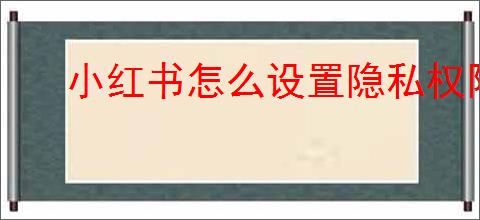 小红书怎么设置隐私权限