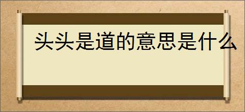 头头是道的意思是什么